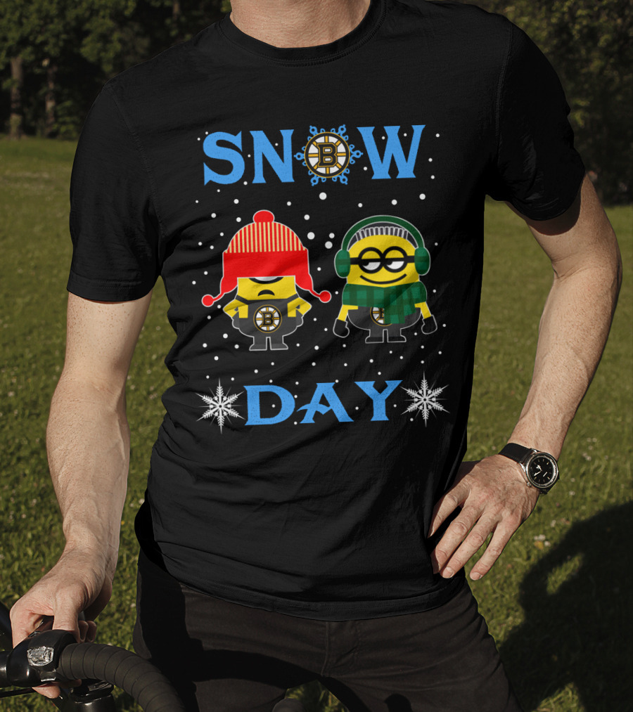 Snow Day Boston Bruins Minions Fans Winter Fun T-Shirt