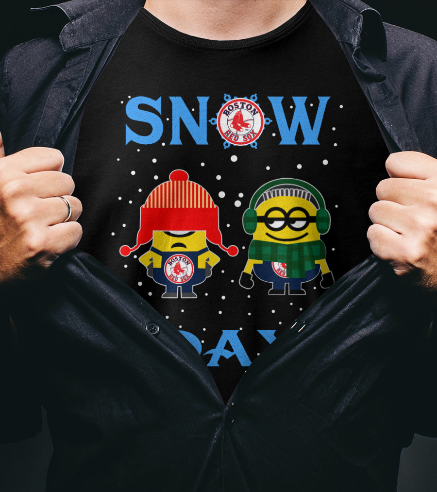 Snow Day Boston Red Sox Minion Fans Winter Fun T-Shirt