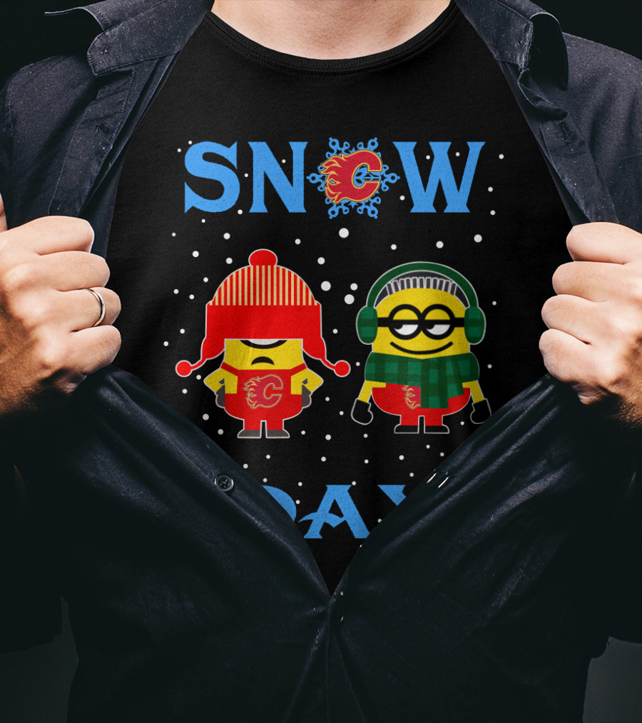 Snow Day For Calgary Flames Minion Fans T-Shirt