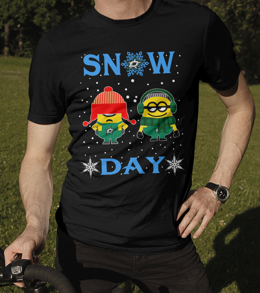 Snow Day For Dallas Stars Fans With Minions In Winter Gear T-Shirt