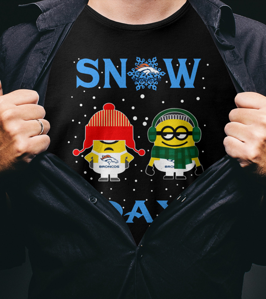 Denver Broncos Snow Day Minion Fans Winter Fun T-Shirt