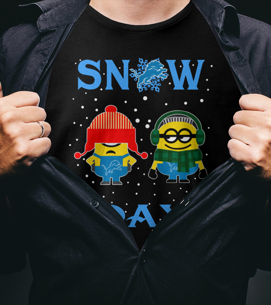 Snow Day Detroit Lions Minions Fans Winter Fun T-Shirt