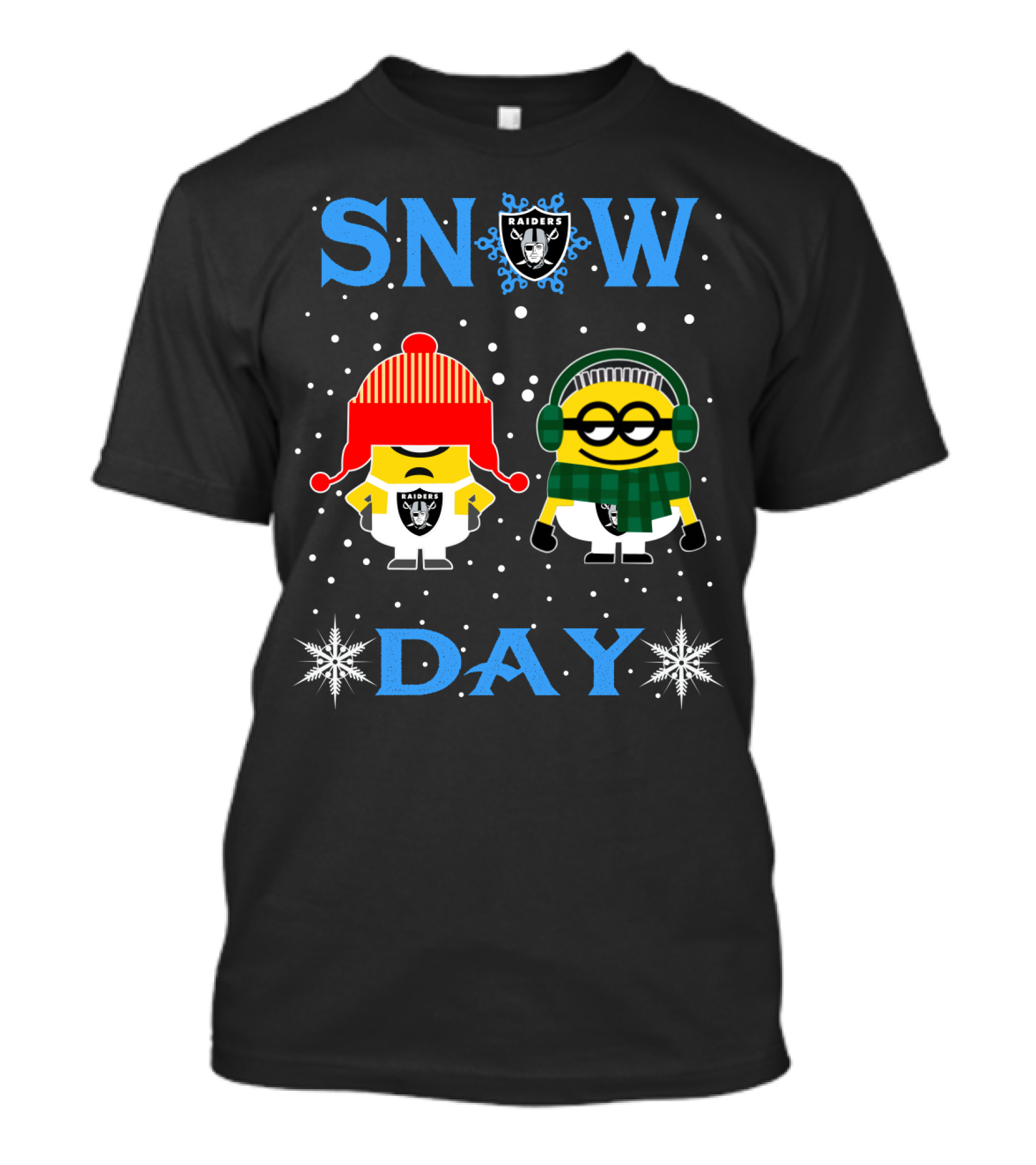 Snow Day Minions In Raiders Gear T-Shirt