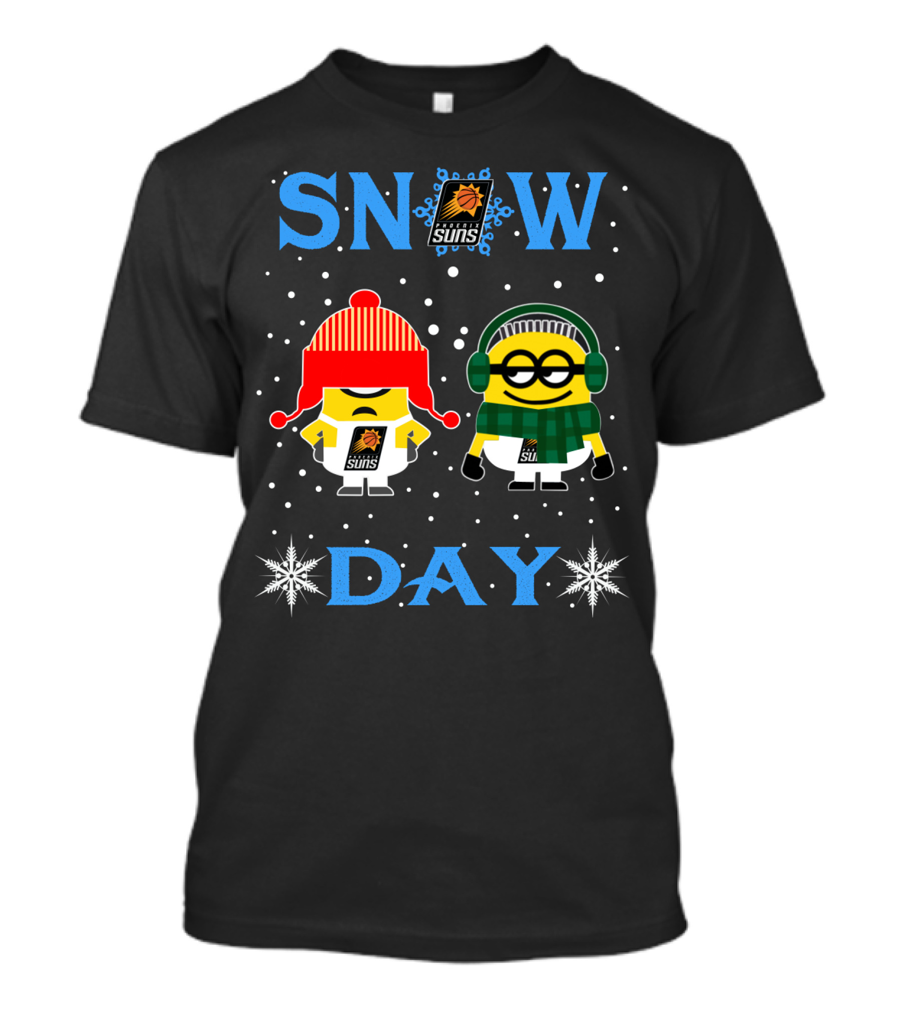 Snow Day With Phoenix Suns Fans And Minions Dressed For Winter T-Shirt