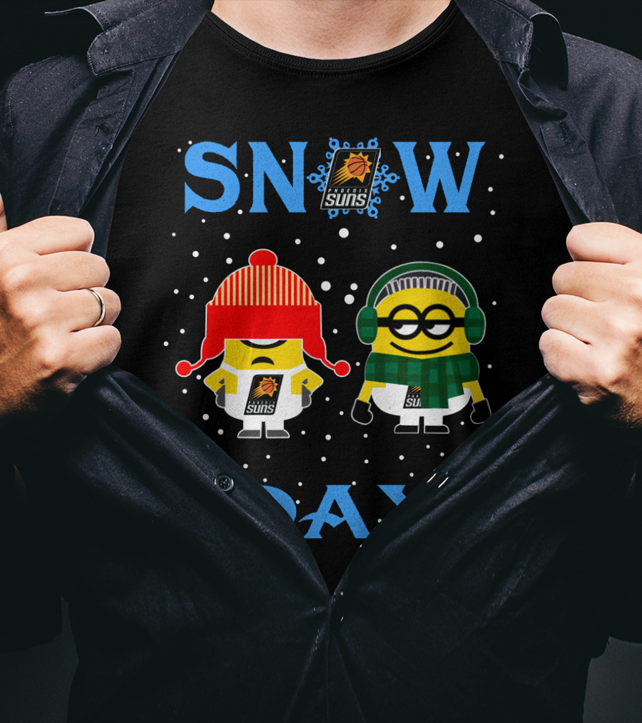 Snow Day With Phoenix Suns Fans And Minions Dressed For Winter T-Shirt