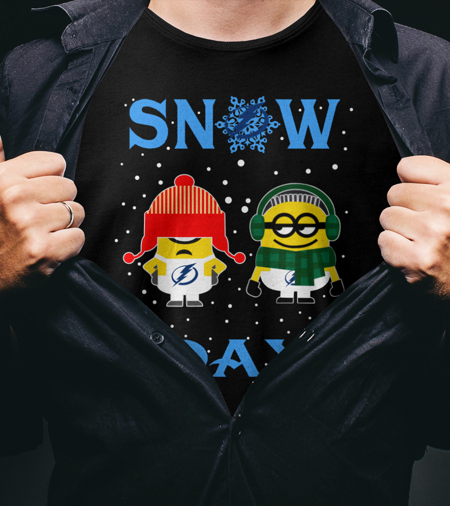 Snow Day Tampa Bay Lightning Minion Winter Fun T-Shirt