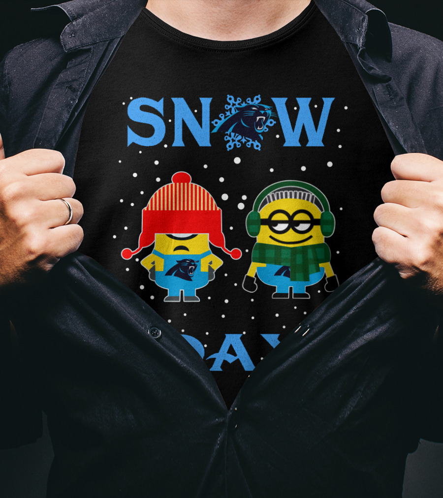 Carolina Panthers Snow Day Minions Winter Fun T-Shirt
