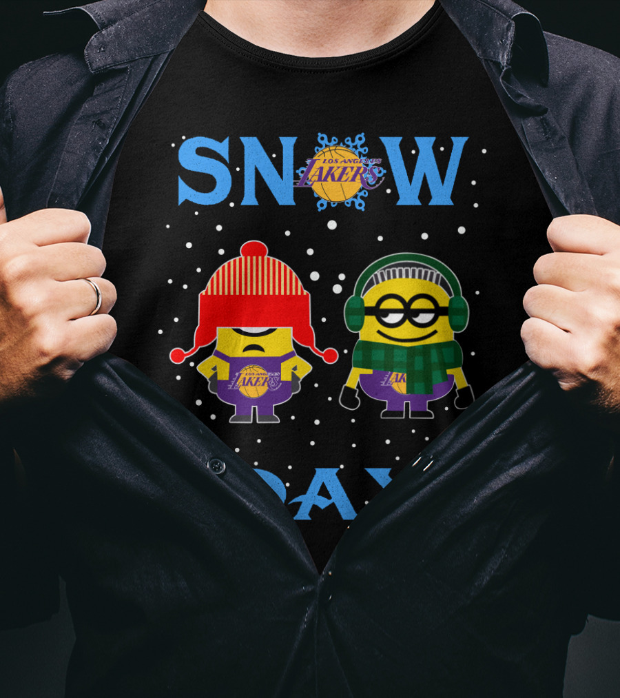 Snow Day Los Angeles Lakers Minions Winter Fun T-Shirt