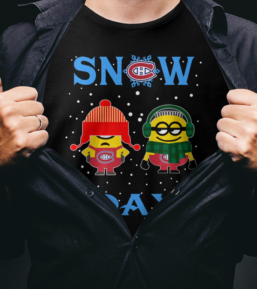 Snow Day Montreal Canadiens With Minions Snowflakes T-Shirt