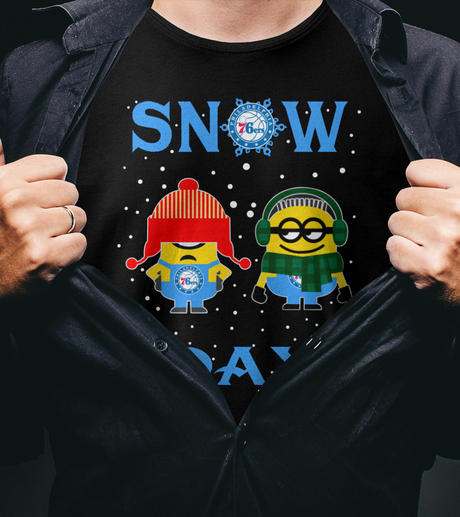 Snow Day Philadelphia 76ers Minion Winter Fun T-Shirt