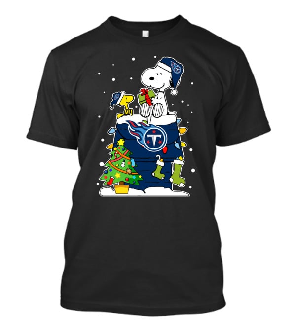 Snoopy And Woodstock Celebrate Tennessee Titans Christmas T-Shirt