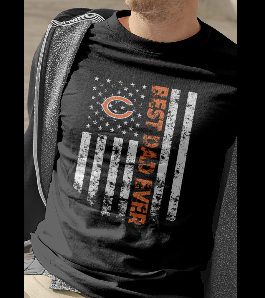 Best Chicago Bears Dad Ever American Flag T-Shirt