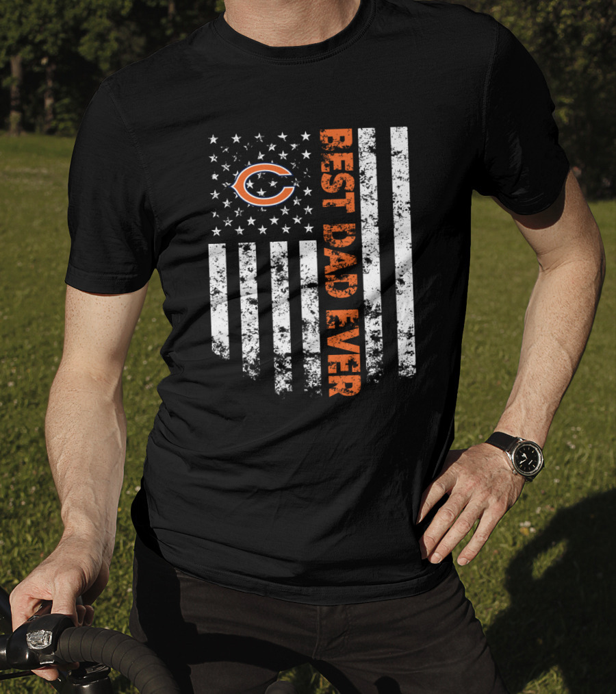 Best Chicago Bears Dad Ever American Flag T-Shirt