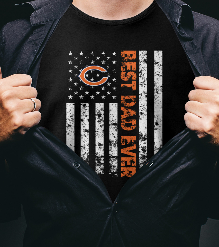 Best Chicago Bears Dad Ever American Flag T-Shirt