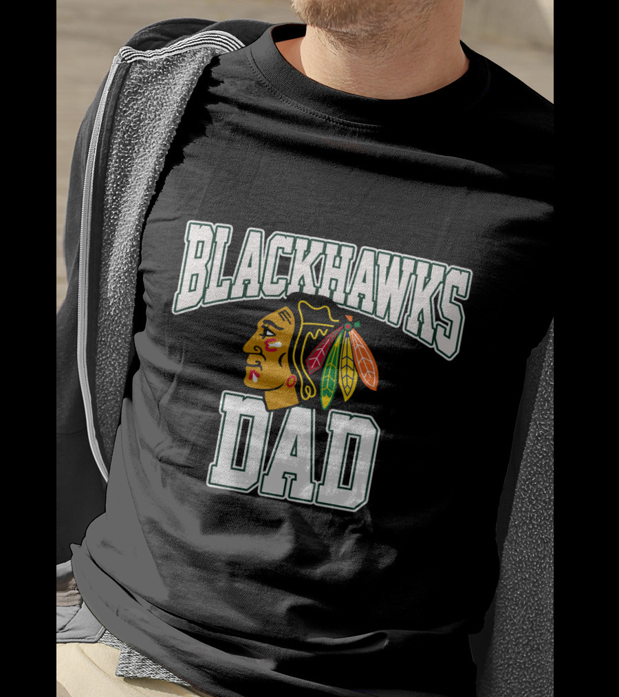 Chicago Blackhawks Dad Hockey Fan T-Shirt