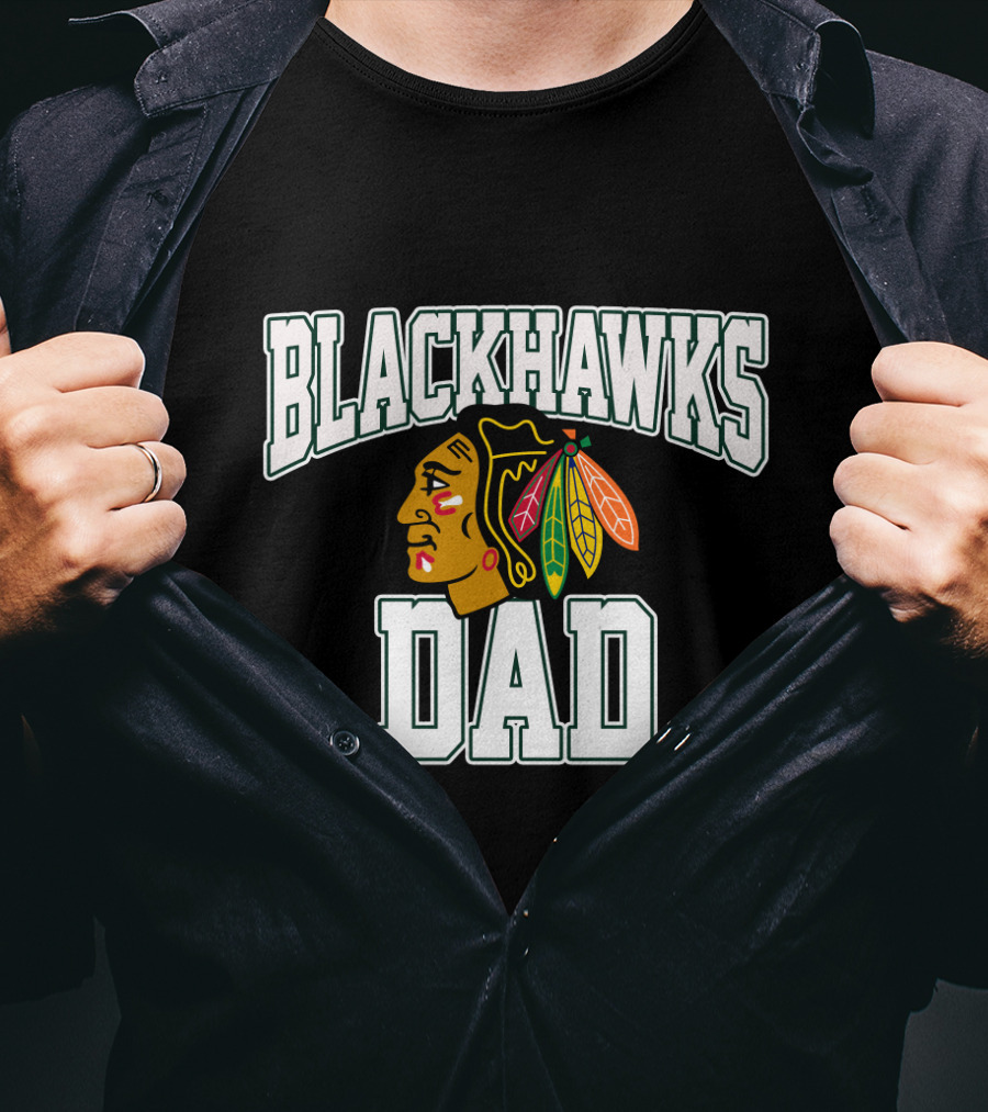 Chicago Blackhawks Dad Hockey Fan T-Shirt