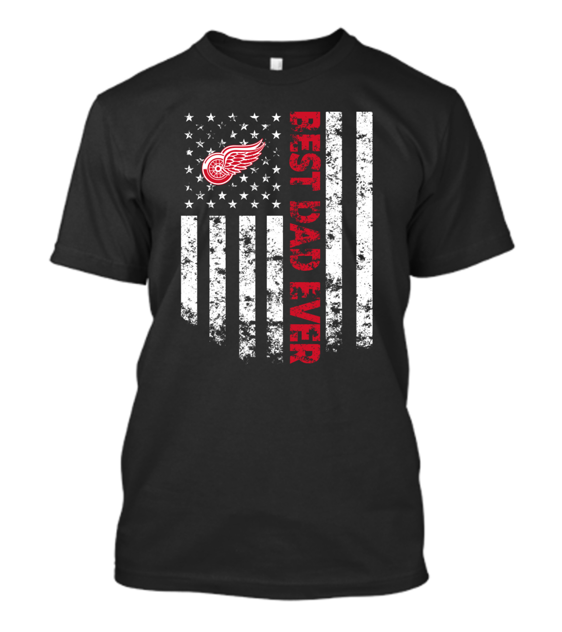 Best Detroit Red Wings Dad Ever American Flag Style T-Shirt