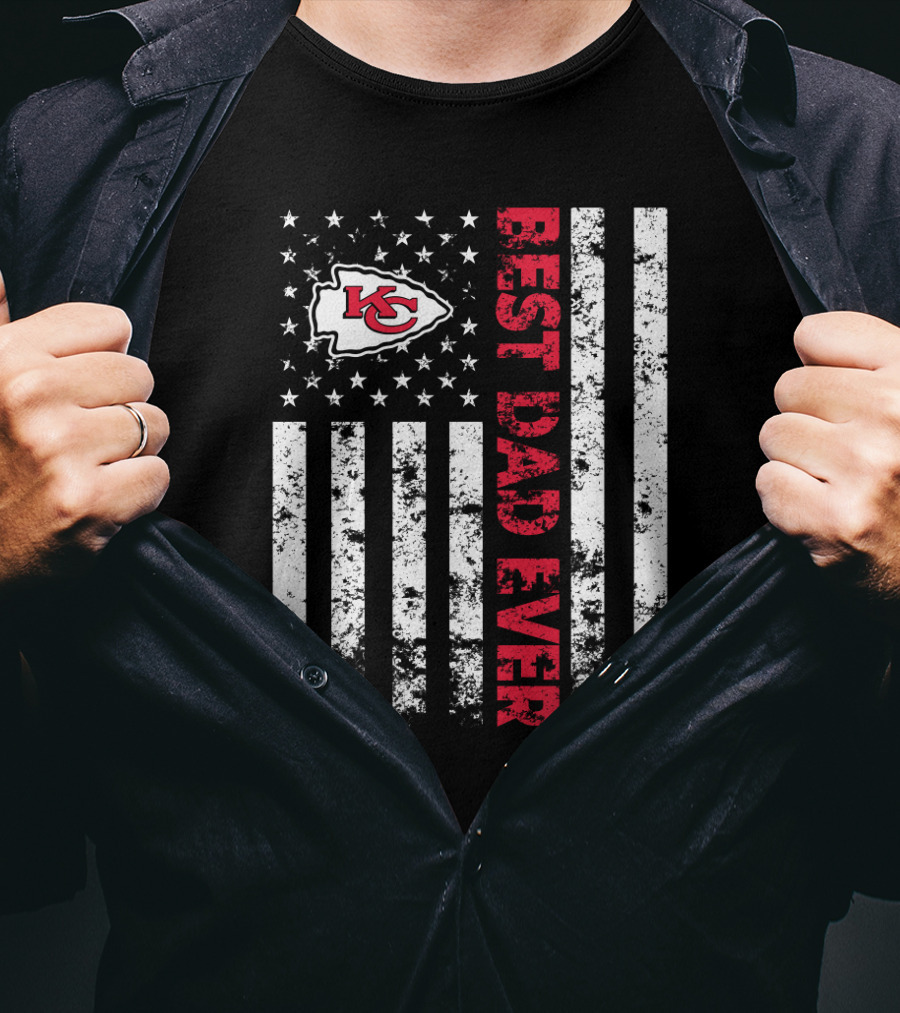 Best Kansas City Chiefs Dad Ever American Flag T-Shirt