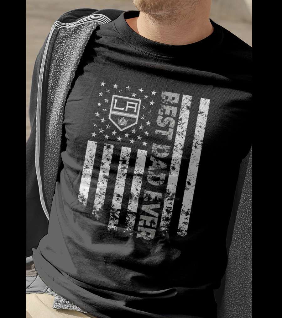 Los Angeles Kings Best Dad Ever American Flag T-Shirt
