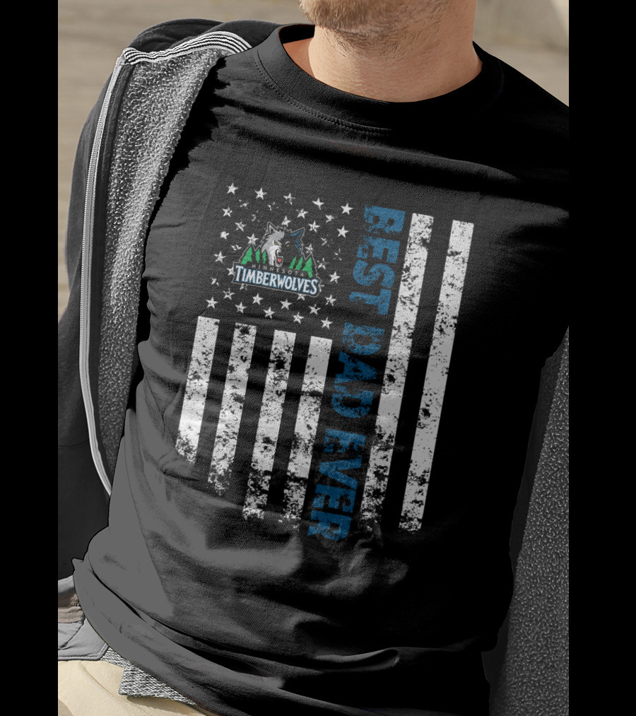 Best Minnesota Timberwolves Dad Ever American Flag Style T-Shirt