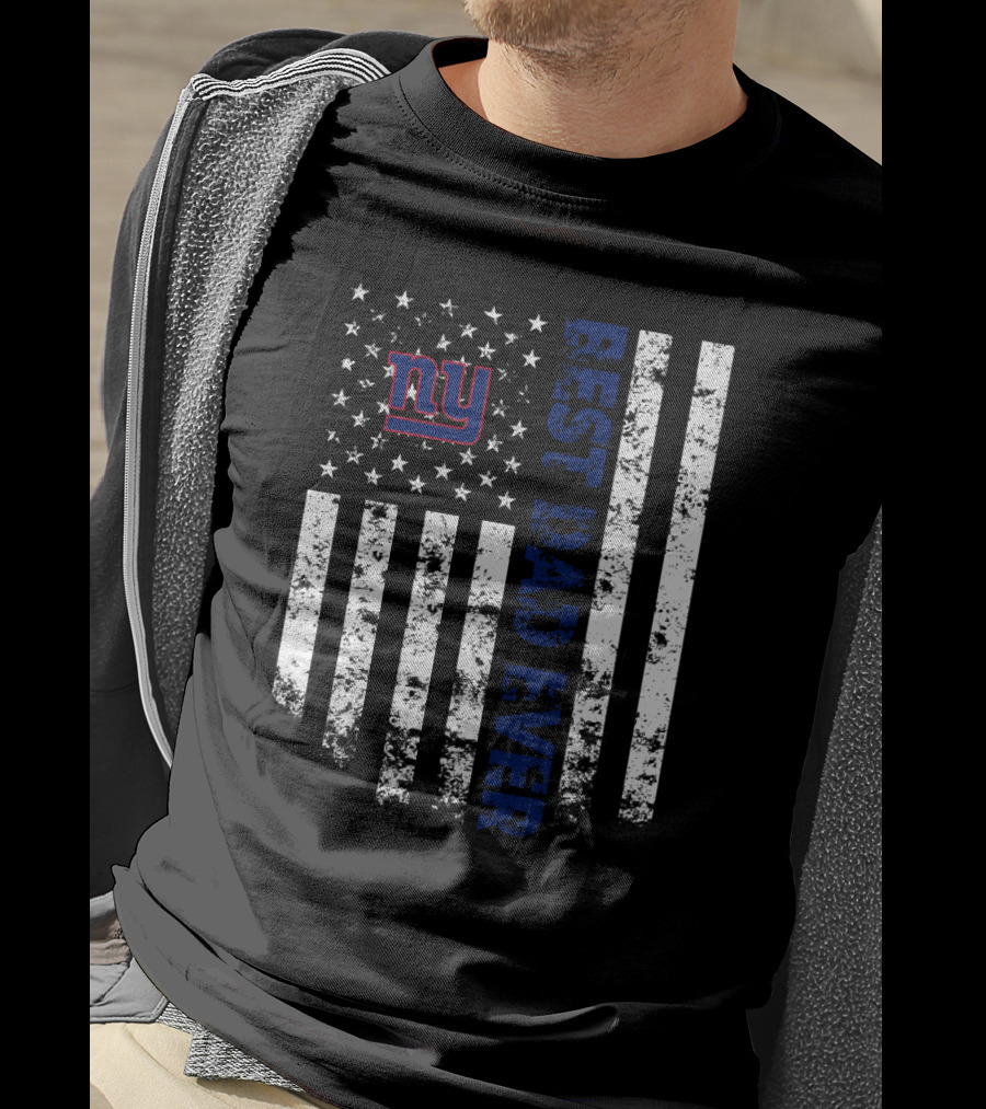 Best New York Giants Dad Ever American Flag T-Shirt