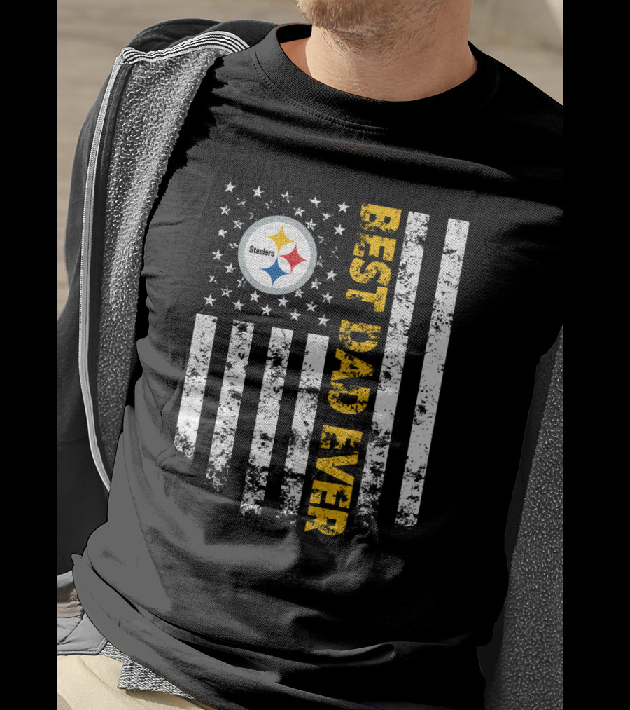 Pittsburgh Steelers Best Dad Ever Flag T-Shirt