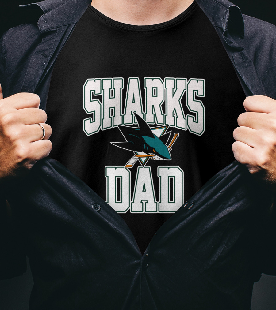 San Jose Sharks Dad Bold Text With Iconic Shark T-Shirt