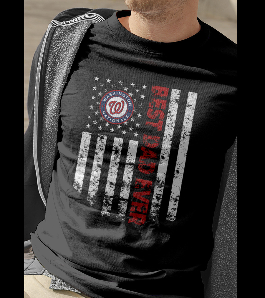 Washington Nationals Best Dad Ever American Flag Style T-Shirt