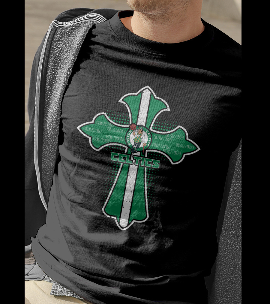 Celtics Fans Cross Jesus And Boston Basketball Team T-Shirt