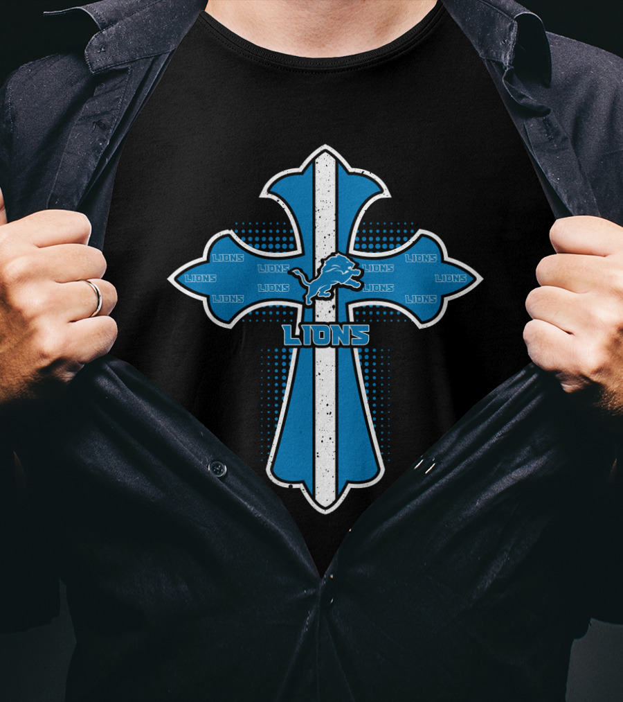 Detroit Lions Cross Emblem For Fans And Faithful T-Shirt