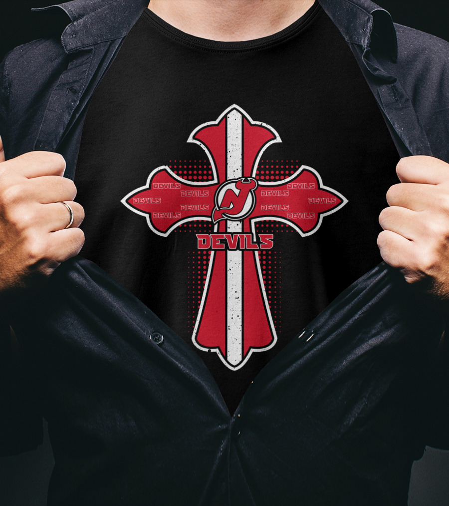 New Jersey Devils Red Cross Design For Faithful Fans T-Shirt