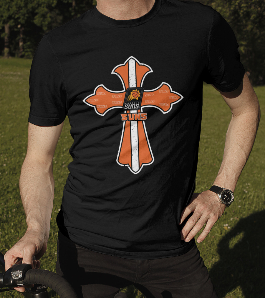 Cross Featuring Phoenix Suns Logo And Text For Jesus And Fans T-Shirt