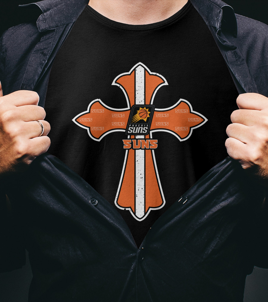 Cross Featuring Phoenix Suns Logo And Text For Jesus And Fans T-Shirt
