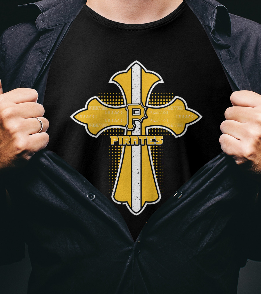 Pittsburgh Pirates Symbol Cross Featuring Team Name T-Shirt