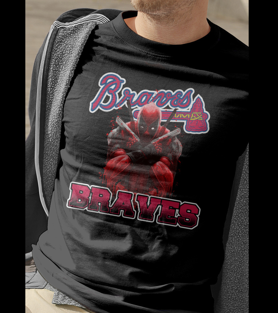 Braves Logo With Deadpool Crossover For Atlanta Braves And Marvel Fans T-Shirt
