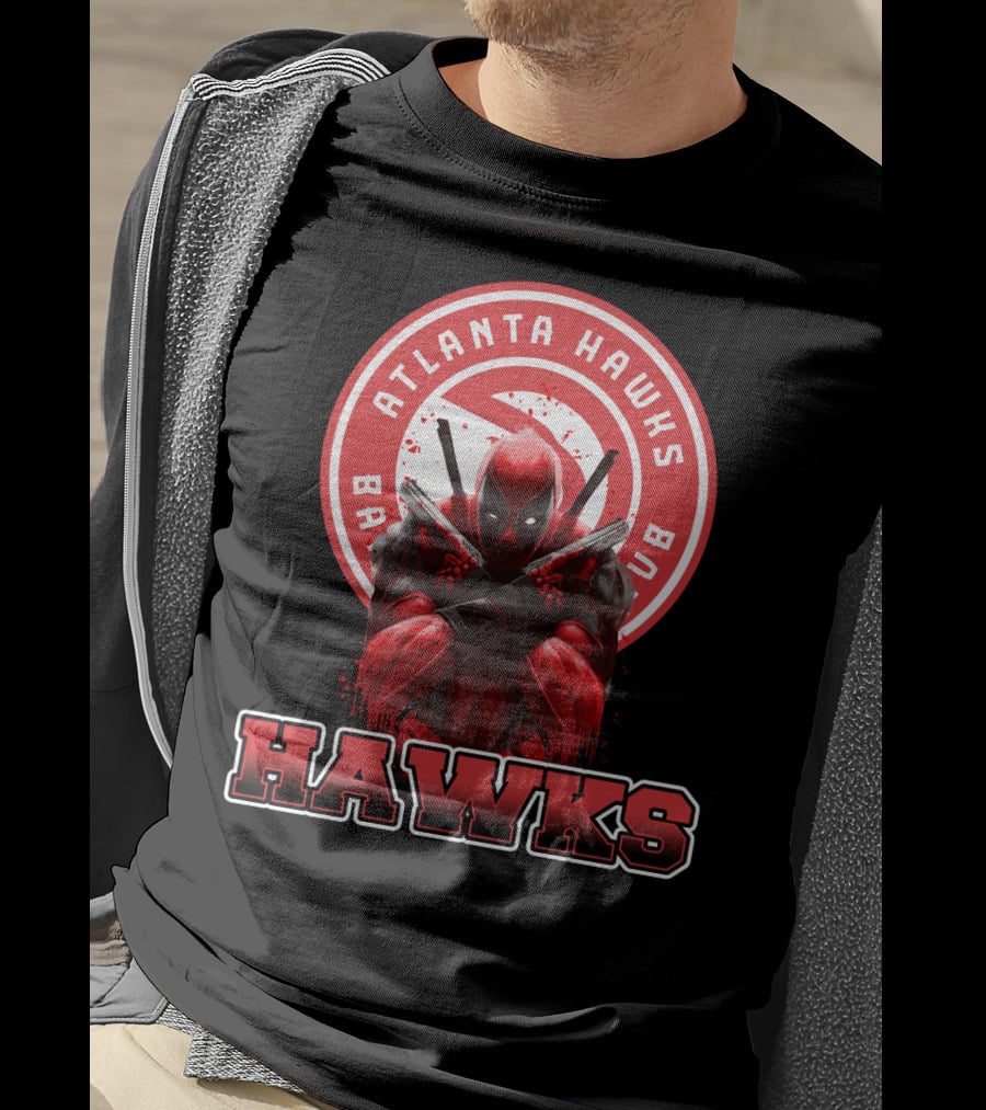 Atlanta Hawks Deadpool Logo Crossover Fan T-Shirt