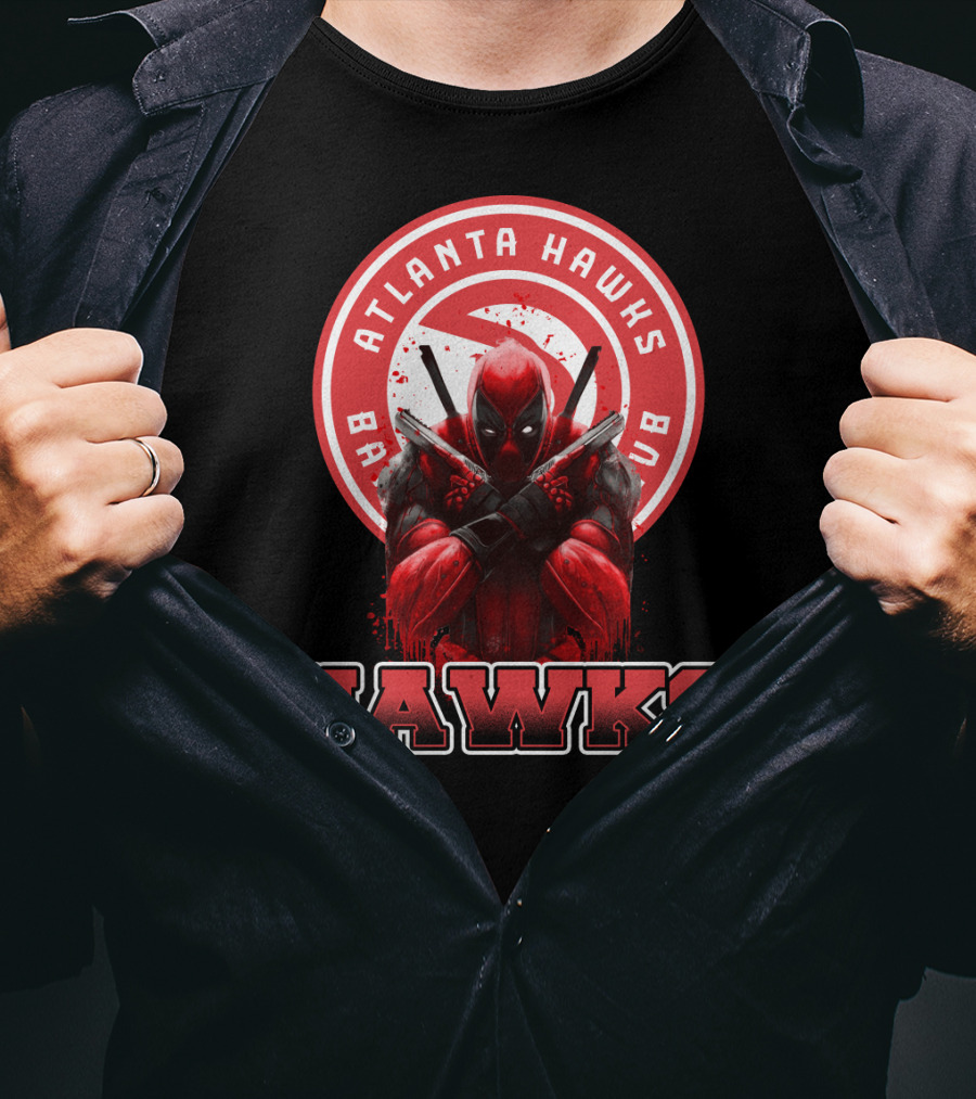 Atlanta Hawks Deadpool Logo Crossover Fan T-Shirt