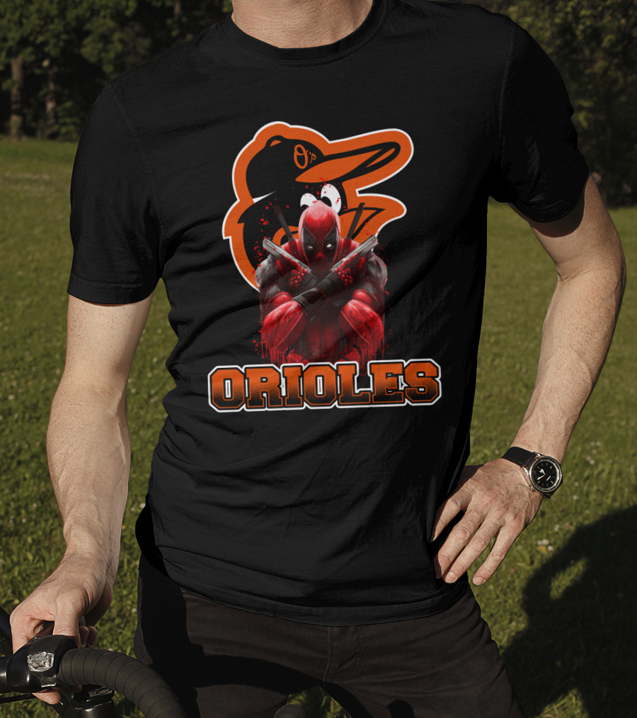 Baltimore Orioles Deadpool Crossover Fan Logo Orioles T-Shirt
