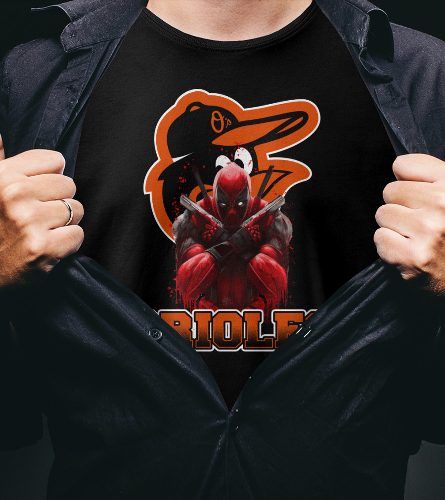 Baltimore Orioles Deadpool Crossover Fan Logo Orioles T-Shirt