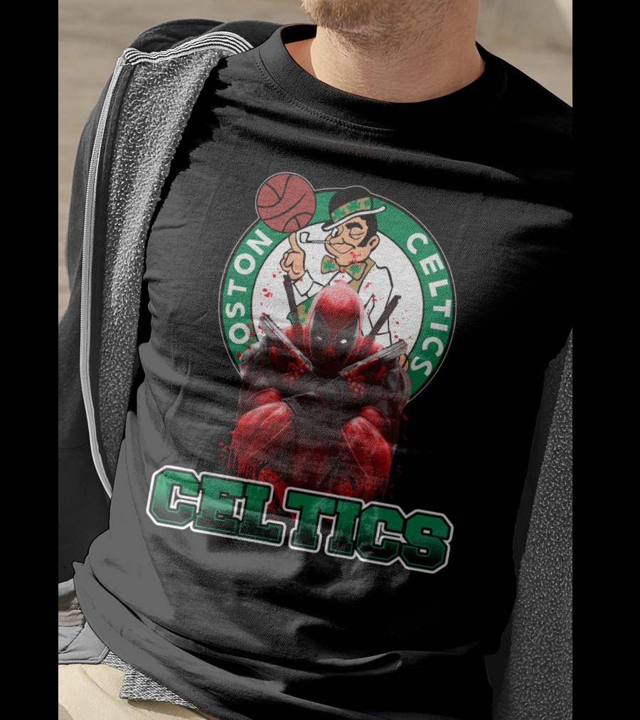 Boston Celtics Deadpool Mashup Crossover Fan T-Shirt