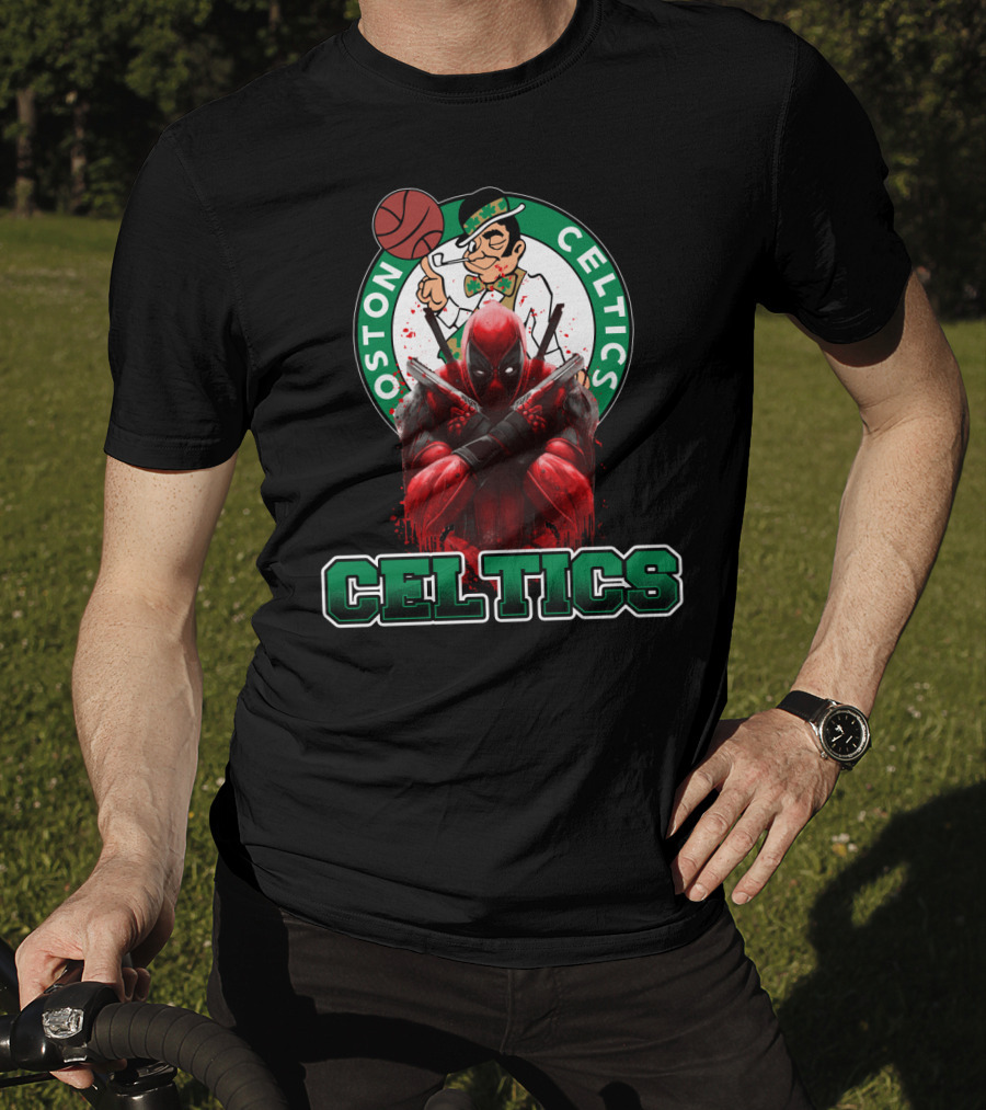 Boston Celtics Deadpool Mashup Crossover Fan T-Shirt