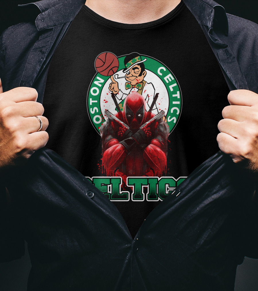 Boston Celtics Deadpool Mashup Crossover Fan T-Shirt