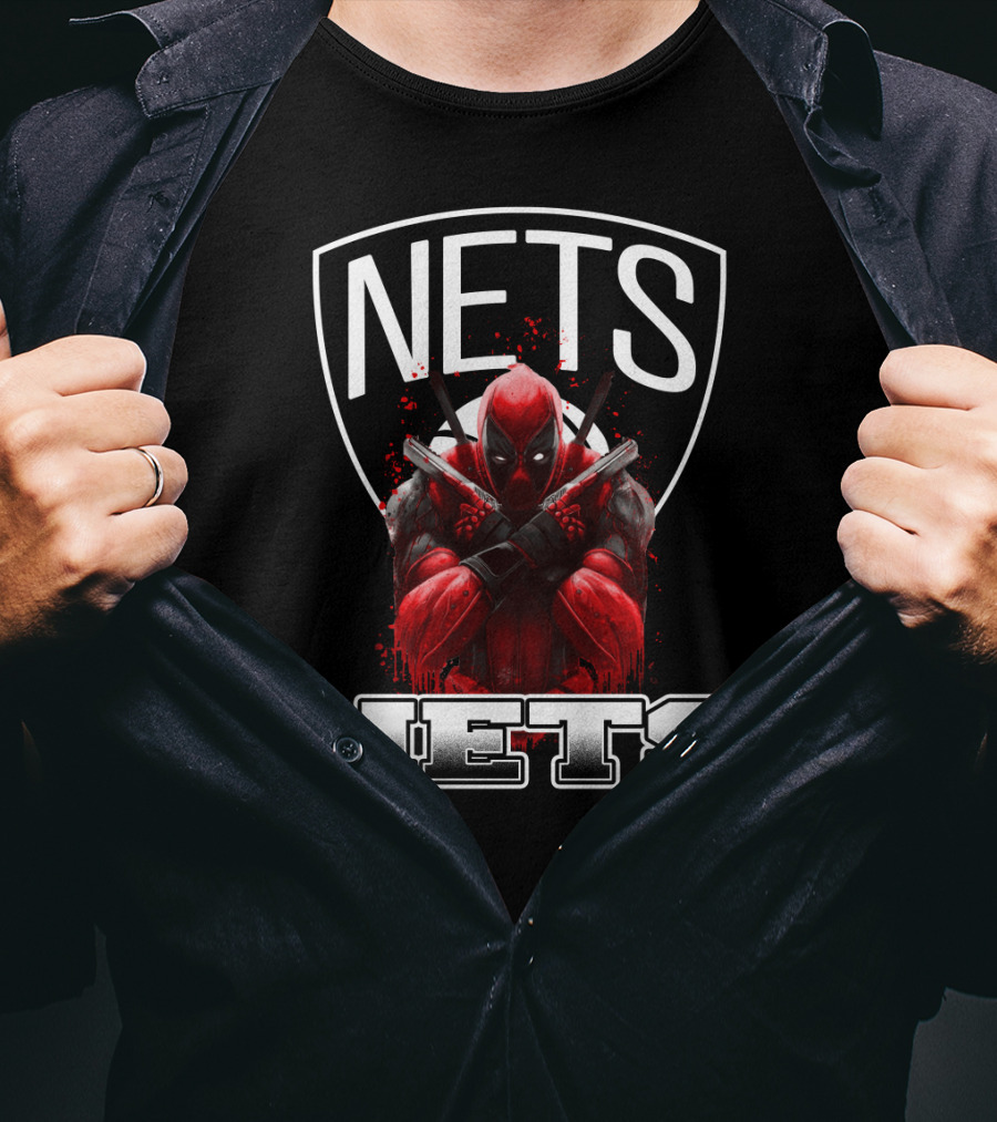 Brooklyn Nets Deadpool Crossover Fans Basketball And Comics T-Shirt