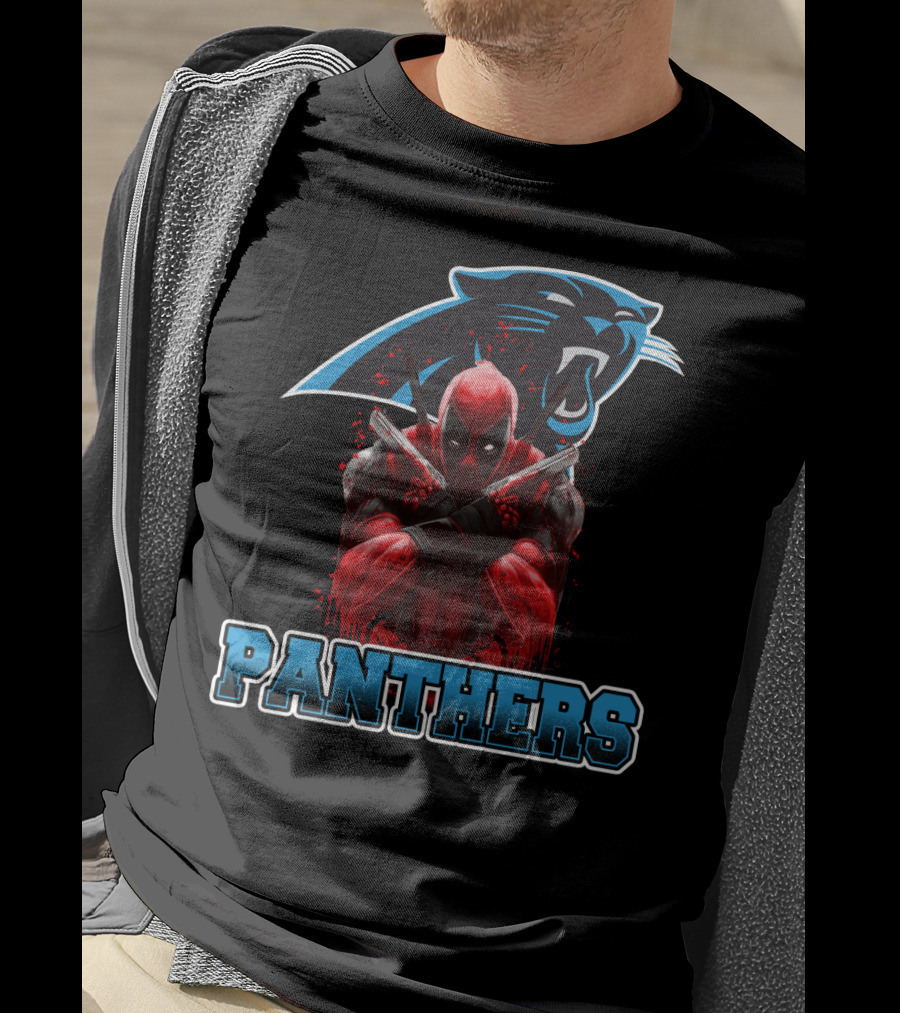 Carolina Panthers Deadpool Crossover Fan Favorite Collaboration T-Shirt