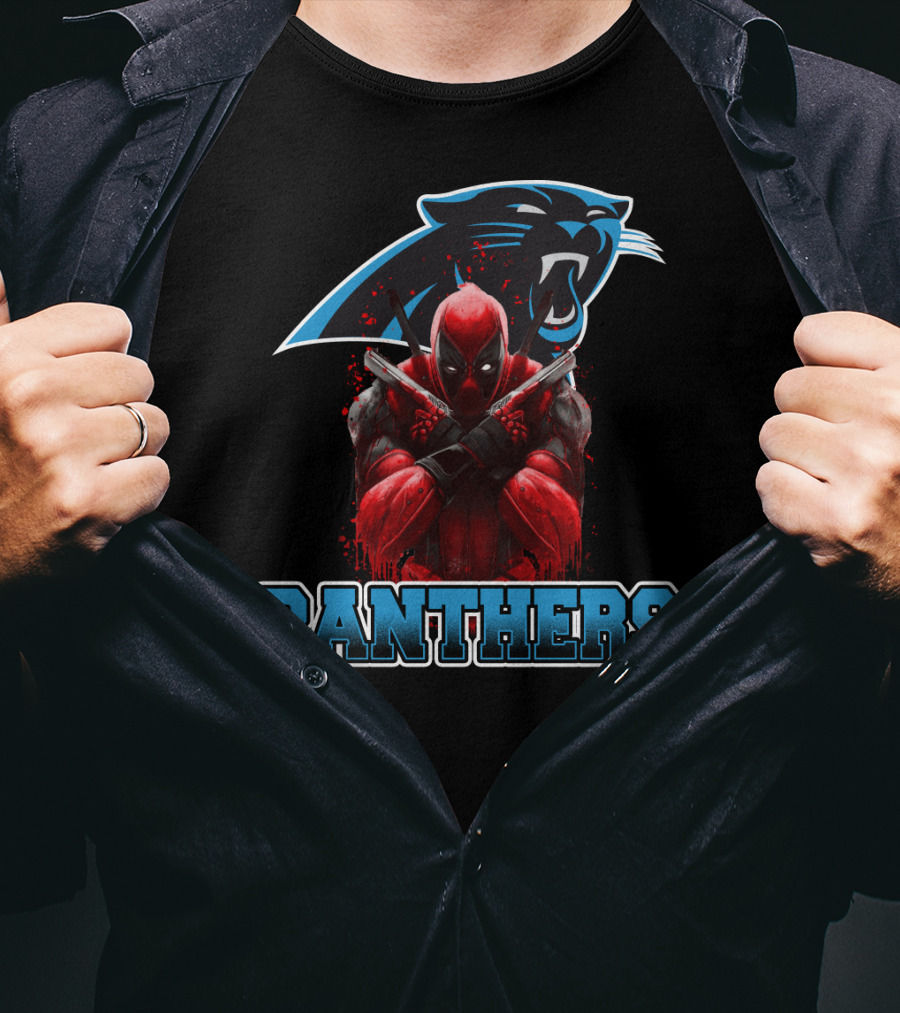 Carolina Panthers Deadpool Crossover Fan Favorite Collaboration T-Shirt