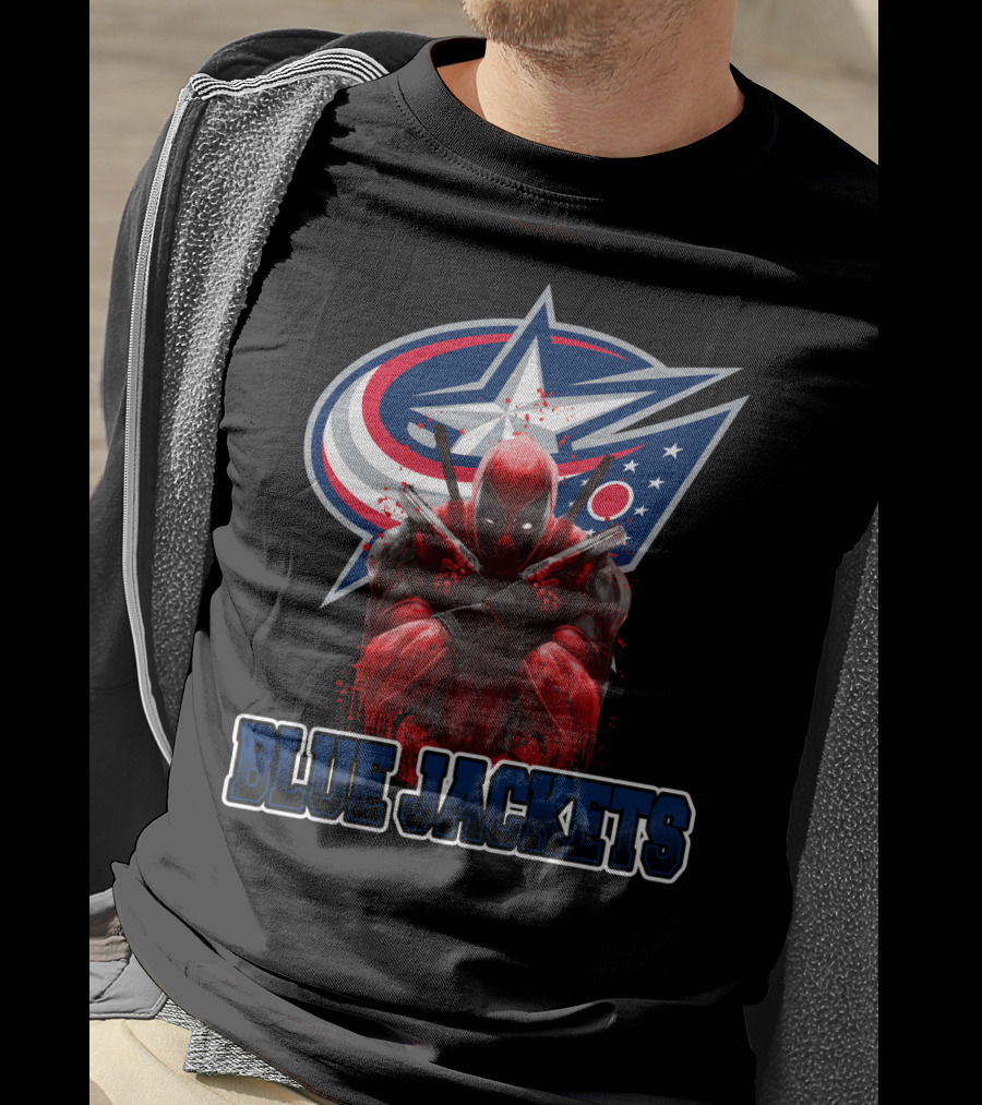 Columbus Blue Jackets Deadpool Crossover NHL Fans T-Shirt
