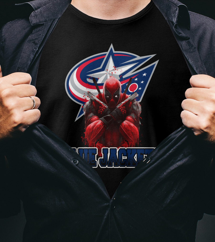 Columbus Blue Jackets Deadpool Crossover NHL Fans T-Shirt