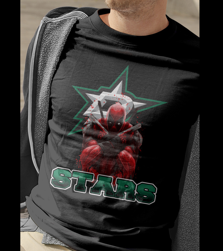 Deadpool Dallas Stars Crossover Fans Recognize Iconic Marvel Hockey Fusion T-Shirt