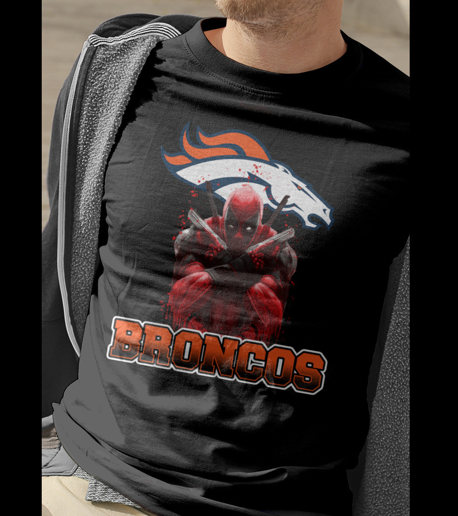 Denver Broncos And Deadpool Crossover Fans Iconic Mashup T-Shirt
