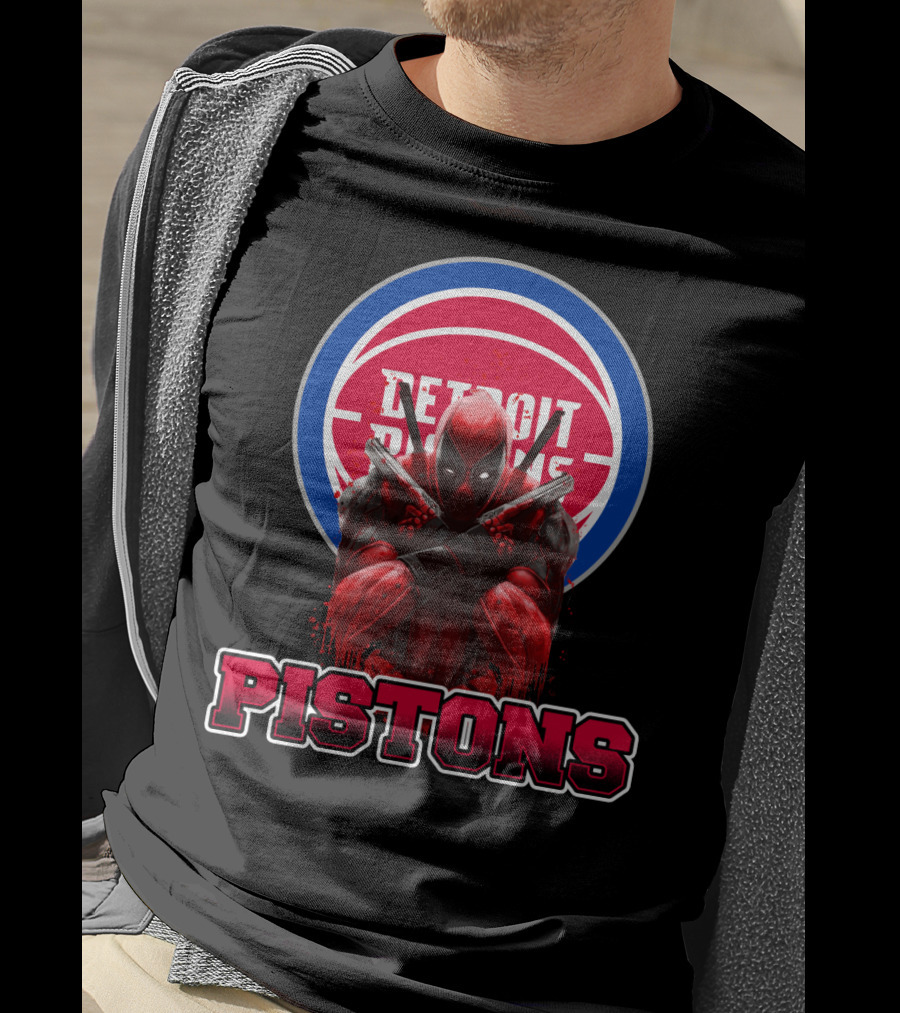 Detroit Pistons Deadpool Mashup Fan Merchandise T-Shirt